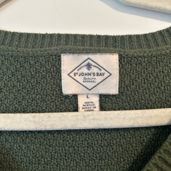 St. John's Bay Olive V-Neck Sweater with Button Accents - Picture 2 of 5